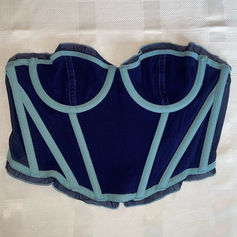 Urban Outfitters corset top. Navy & light blue.